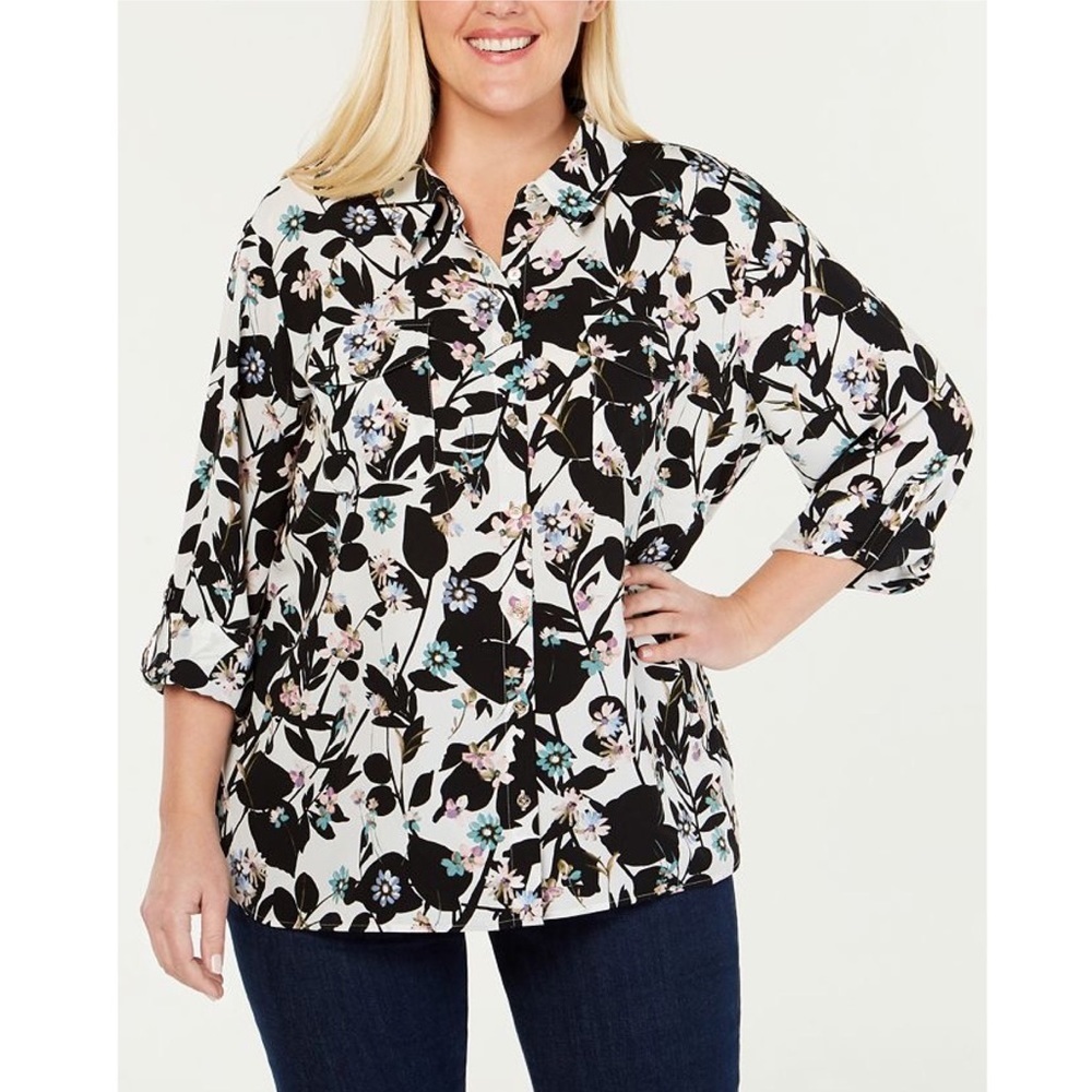 Tommy Hilfiger Floral-Print Utility Shirt 2X